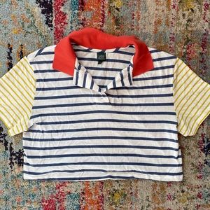 Multi-color collared crop top